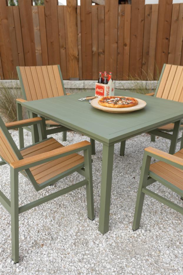 Vida 44″ Square Dining Table Aluminum Top - Image 2